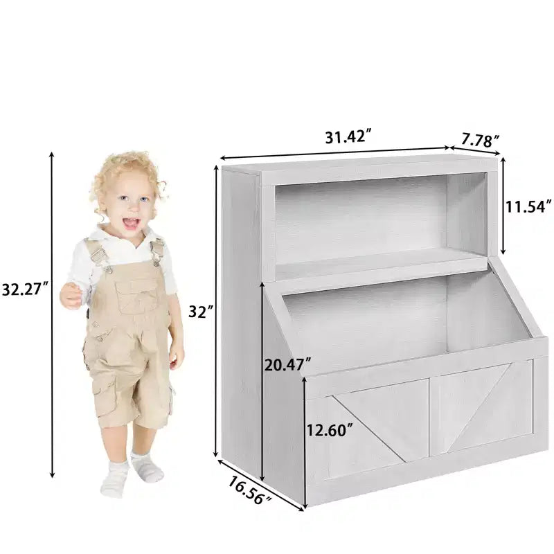Spacious Toy Storage & Safe Design Kids Bookshelf - Wooden Toddler Bookcase with Large Cabinet, Anti-Tip for Playroom
