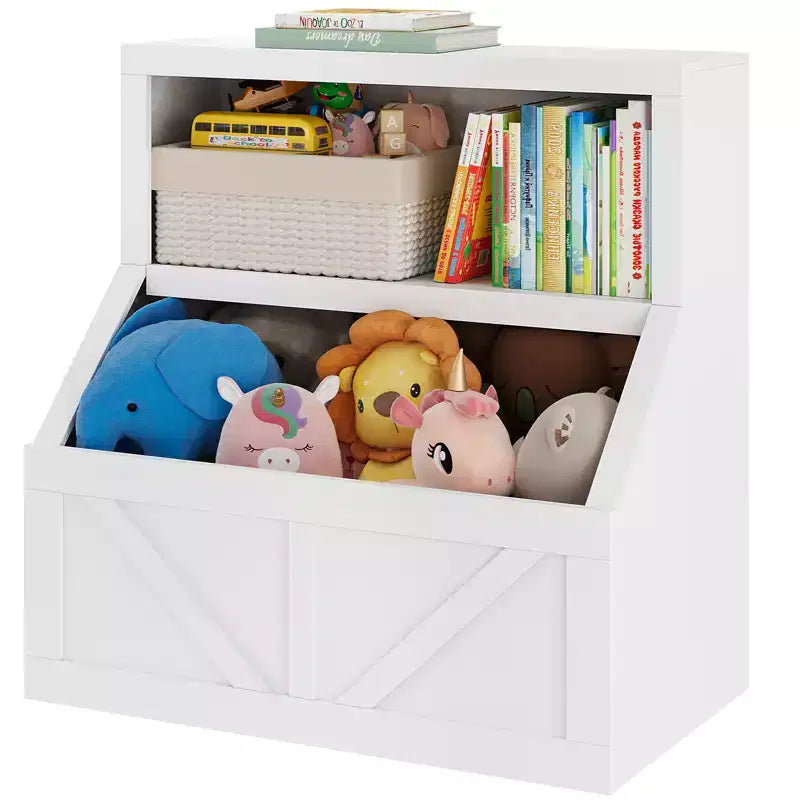 Spacious Toy Storage & Safe Design Kids Bookshelf - Wooden Toddler Bookcase with Large Cabinet, Anti-Tip for Playroom