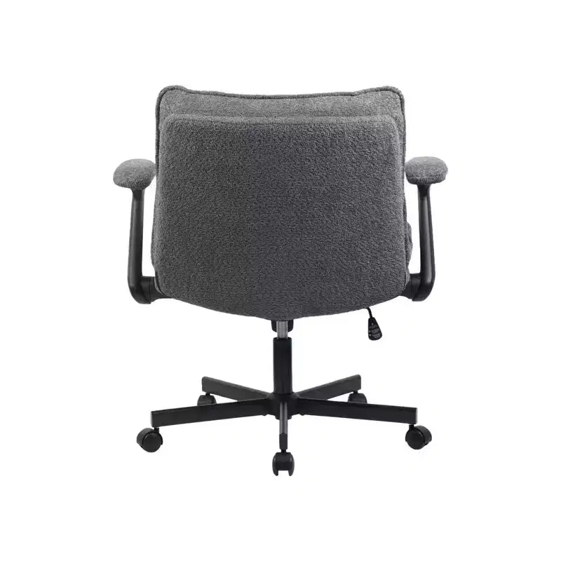 Criss-Cross Chair w/ Flip Arms & Wheels C Wide Upholstered Seat, Swivel Desk for Home Office/Vanity