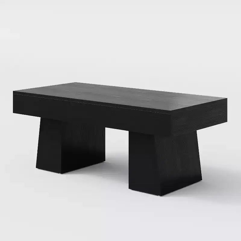 Farmhouse Coffee Table, 47" Rectangular Wooden Accent Center Table with Thick Base for Living Room