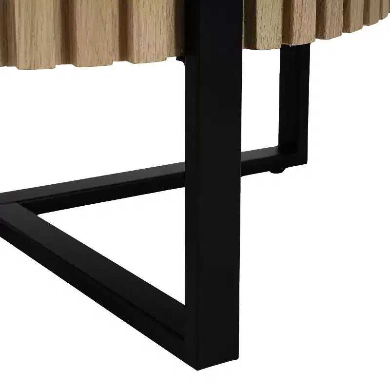 Industrial Round Drum Coffee Table, Gear-Inspired Design, MDF & Iron Base