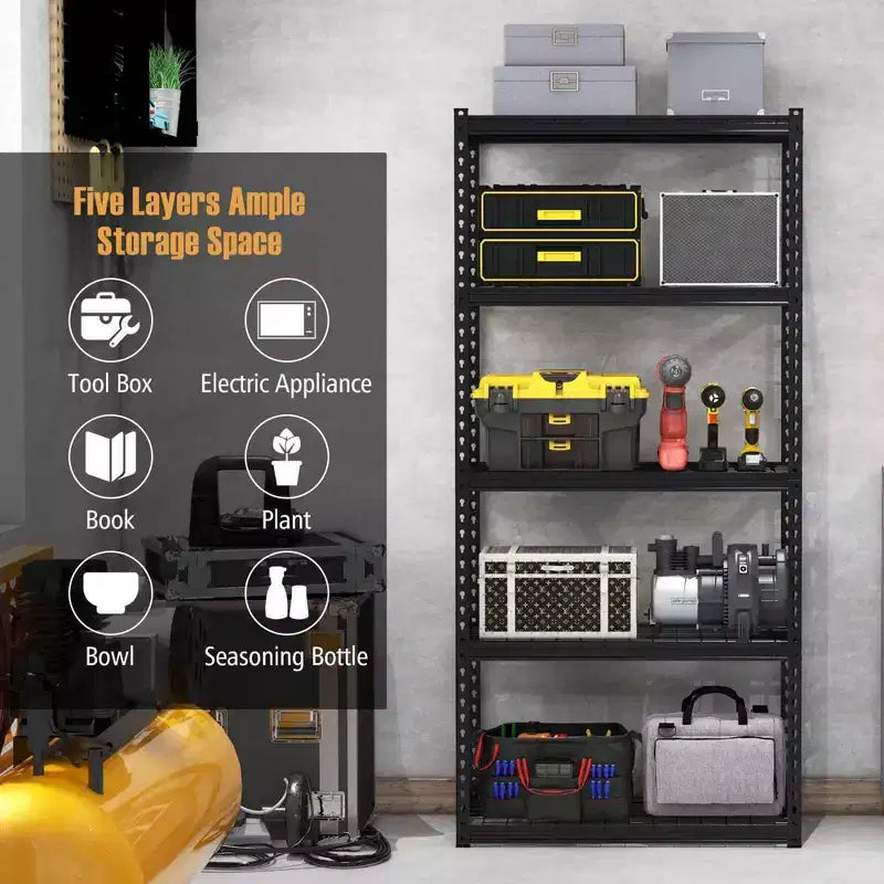 5-Tier Heavy Duty Storage Shelf with Anti-Tipping Device, Utility Rack