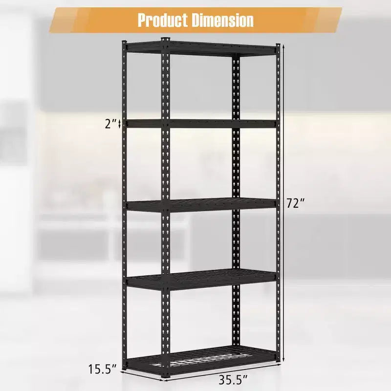 5-Tier Heavy Duty Storage Shelf with Anti-Tipping Device, Utility Rack