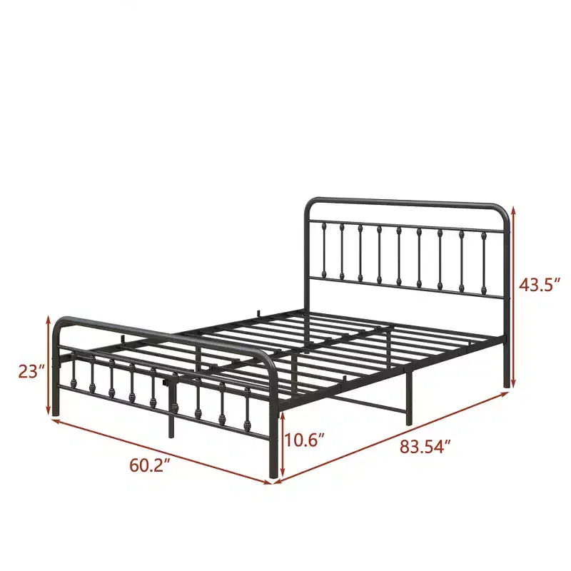 Modern Metal Platform Bed Frame with Headboard, Footboard and Under Bed Storage