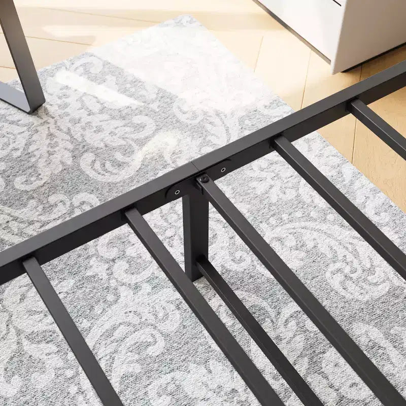 Modern Metal Platform Bed Frame with Headboard, Footboard and Under Bed Storage