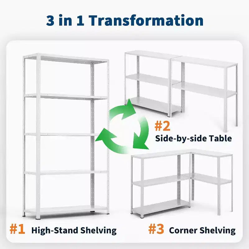 5 Tier Heavy Duty Steel Shelving Unit, 500 lbs Capacity Garage Storage Shelves with Adjustable Height, Metal Shelves,Industrial Shelves