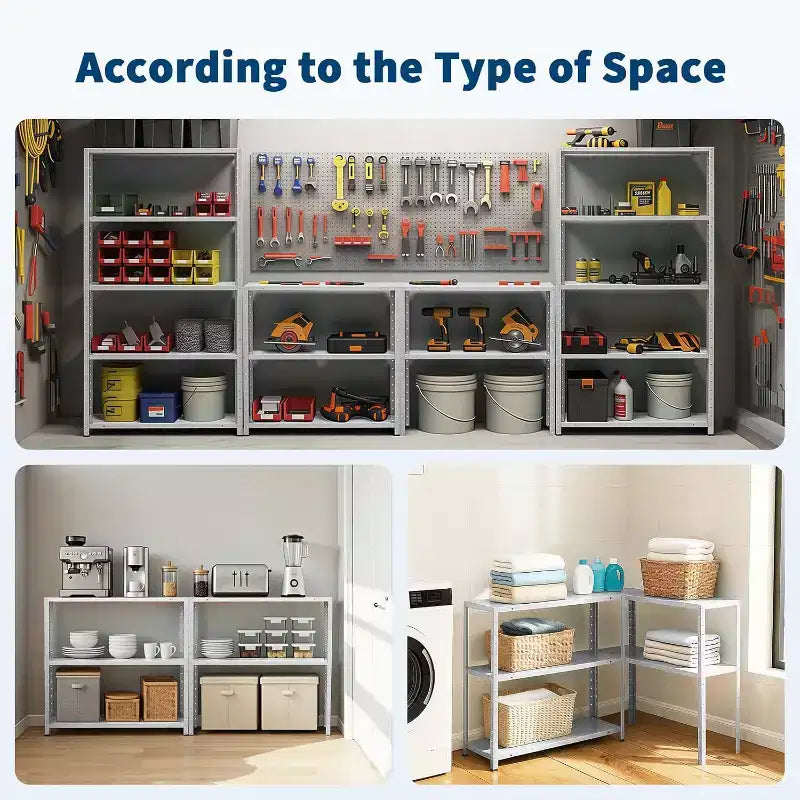 5 Tier Heavy Duty Steel Shelving Unit, 500 lbs Capacity Garage Storage Shelves with Adjustable Height, Metal Shelves,Industrial Shelves