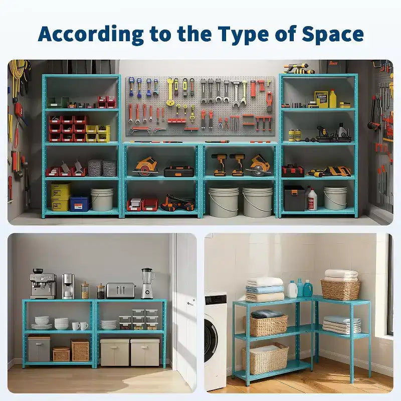 5 Tier Heavy Duty Steel Shelving Unit, 500 lbs Capacity Garage Storage Shelves with Adjustable Height, Metal Shelves,Industrial Shelves