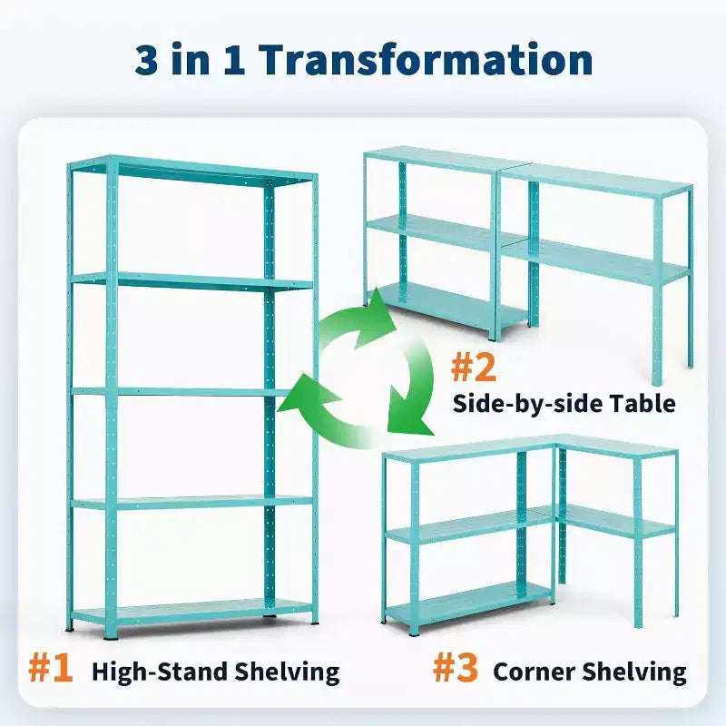 5 Tier Heavy Duty Steel Shelving Unit, 500 lbs Capacity Garage Storage Shelves with Adjustable Height, Metal Shelves,Industrial Shelves