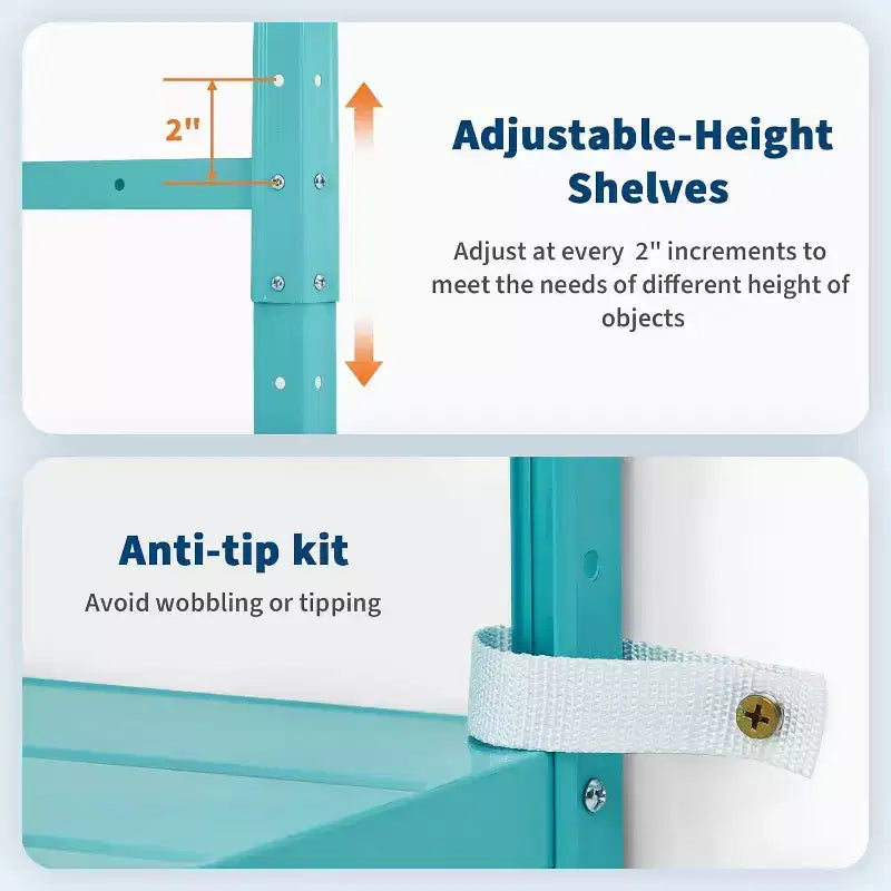 5 Tier Heavy Duty Steel Shelving Unit, 500 lbs Capacity Garage Storage Shelves with Adjustable Height, Metal Shelves,Industrial Shelves
