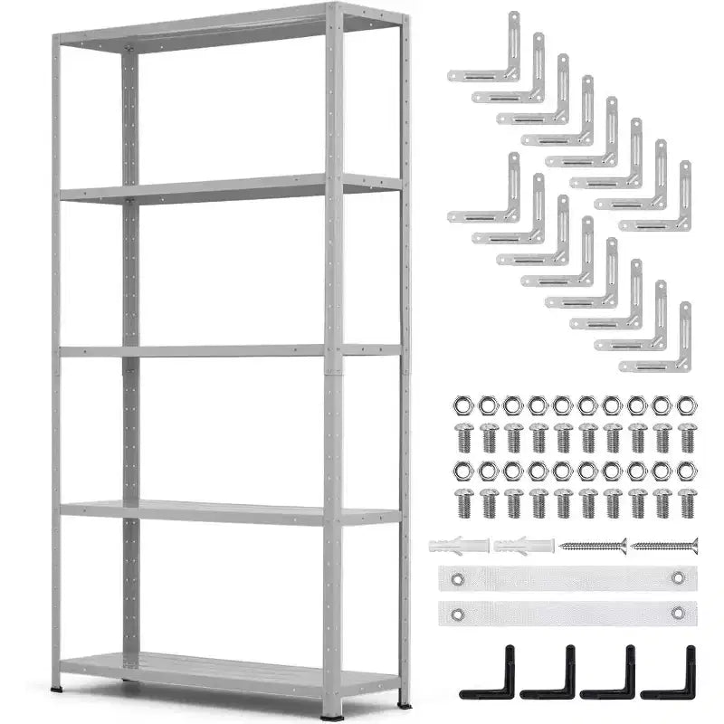 5 Tier Heavy Duty Steel Shelving Unit, 500 lbs Capacity Garage Storage Shelves with Adjustable Height, Metal Shelves,Industrial Shelves