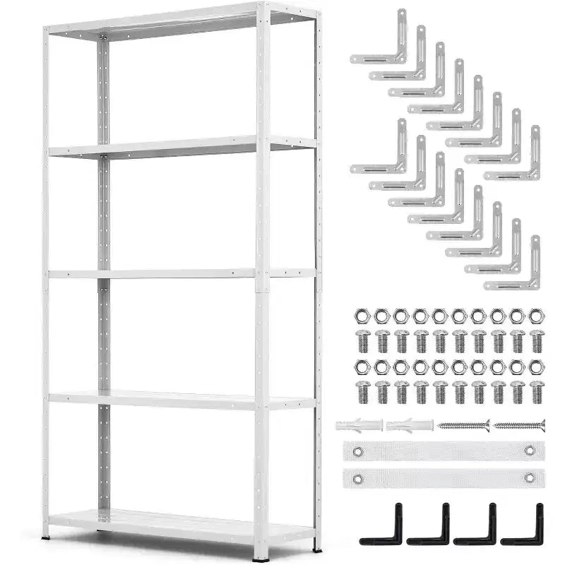 5 Tier Heavy Duty Steel Shelving Unit, 500 lbs Capacity Garage Storage Shelves with Adjustable Height, Metal Shelves,Industrial Shelves