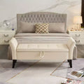 51.5" Bed Bench with Storage, Upholstered Velvet Tufted, Solid Black Wooden Legs, for Bedroom & Entryway