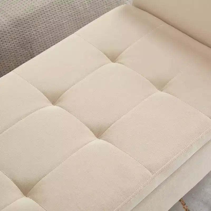 51.5" Bed Bench with Storage, Upholstered Velvet Tufted, Solid Black Wooden Legs, for Bedroom & Entryway