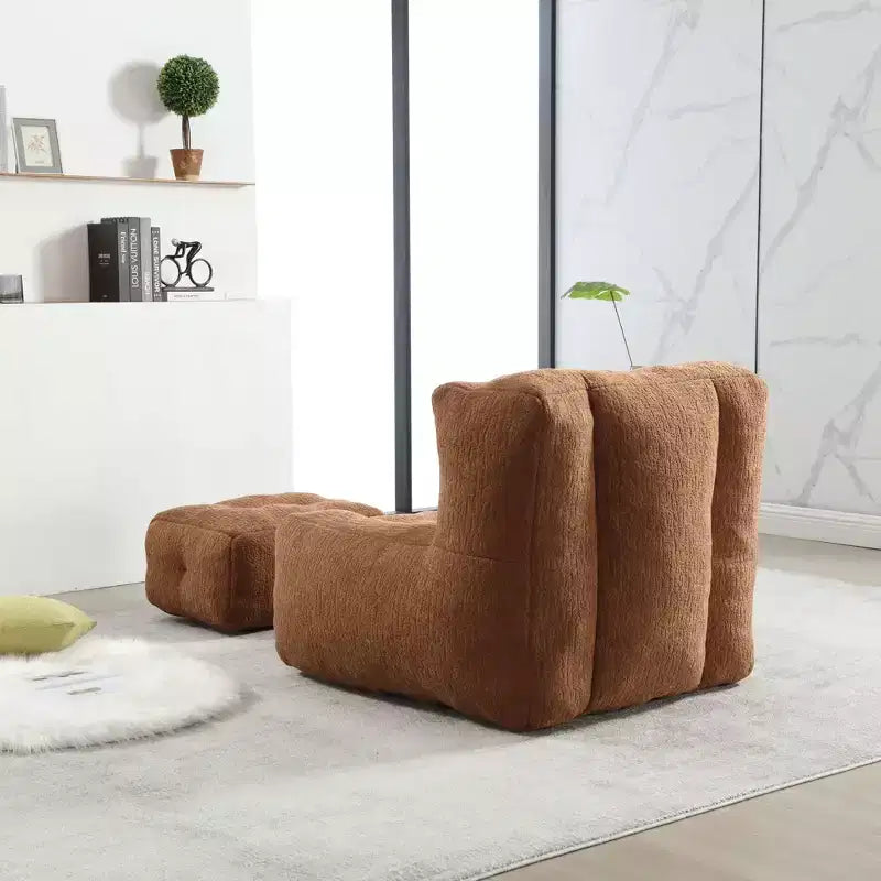 Bean Bag Chair Floor Chair with Memory Foam and Ottoman, Lazy Sofa for Reading Room, Living Room