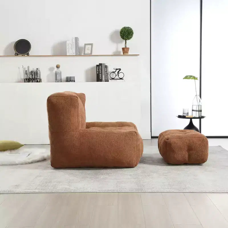 Bean Bag Chair Floor Chair with Memory Foam and Ottoman, Lazy Sofa for Reading Room, Living Room