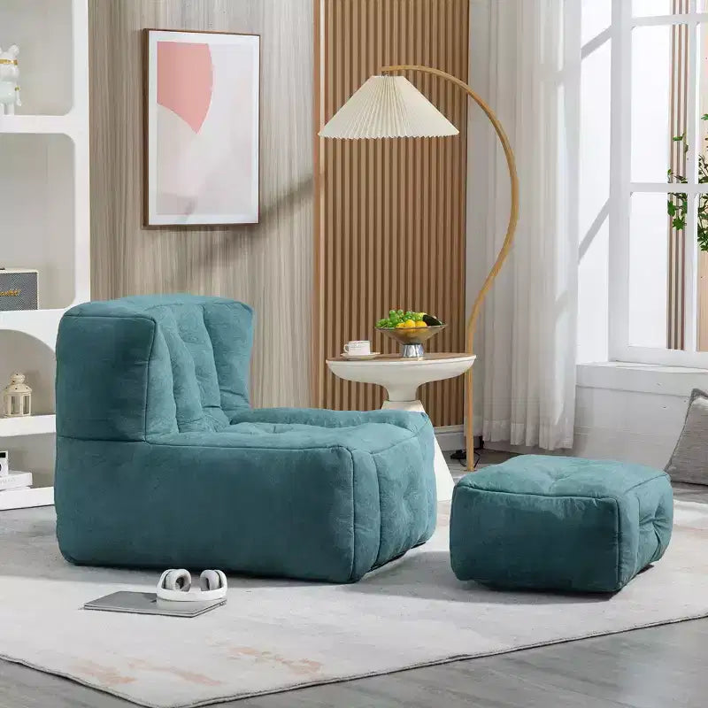 Bean Bag Chair Floor Chair with Memory Foam and Ottoman, Lazy Sofa for Reading Room, Living Room