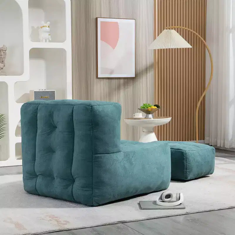 Bean Bag Chair Floor Chair with Memory Foam and Ottoman, Lazy Sofa for Reading Room, Living Room