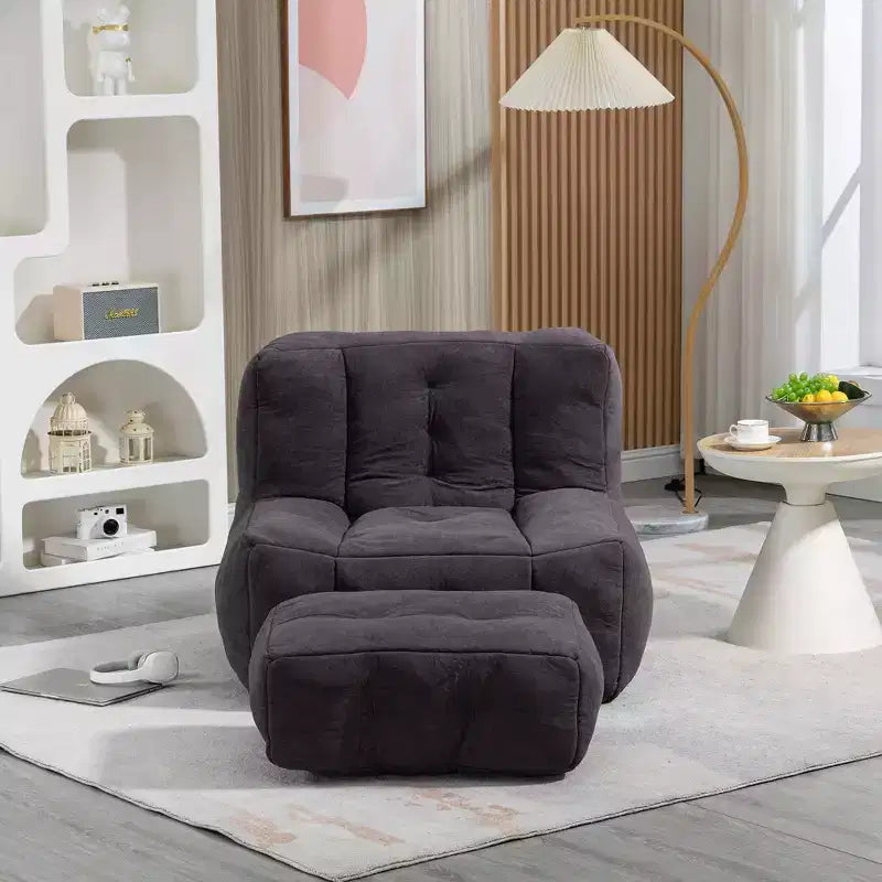 Bean Bag Chair Floor Chair with Memory Foam and Ottoman, Lazy Sofa for Reading Room, Living Room