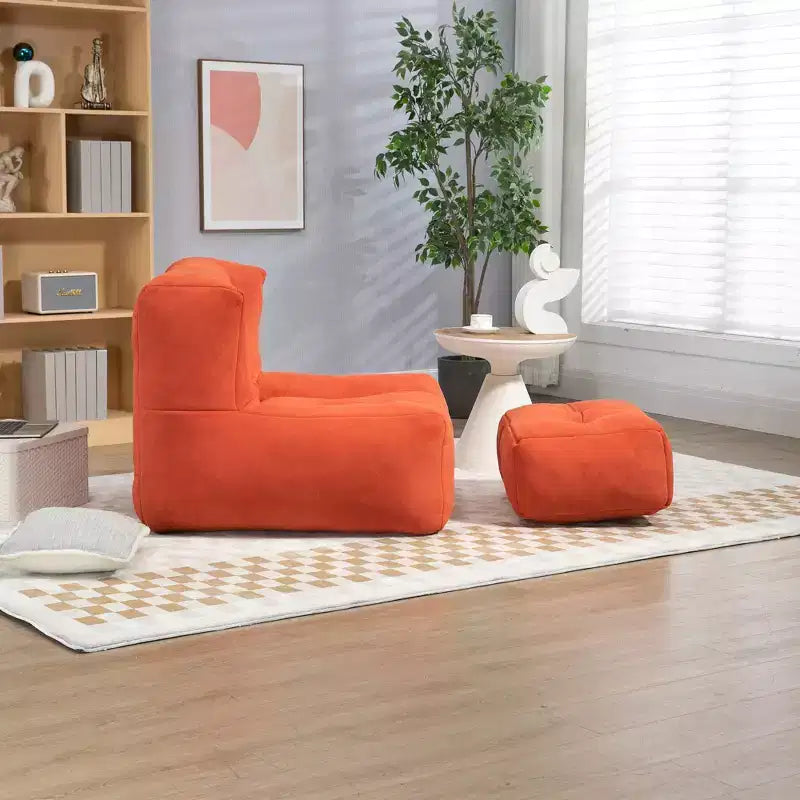 Bean Bag Chair Floor Chair with Memory Foam and Ottoman, Lazy Sofa for Reading Room, Living Room