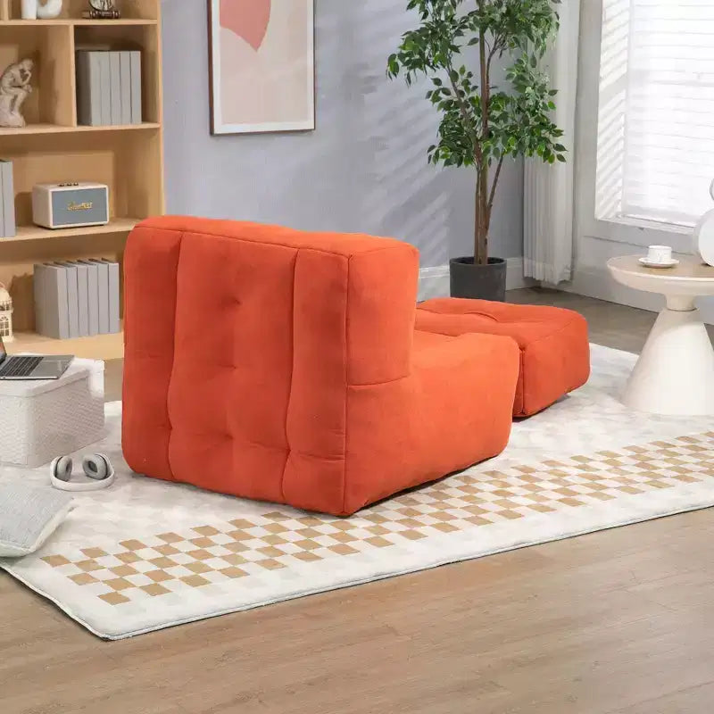 Bean Bag Chair Floor Chair with Memory Foam and Ottoman, Lazy Sofa for Reading Room, Living Room