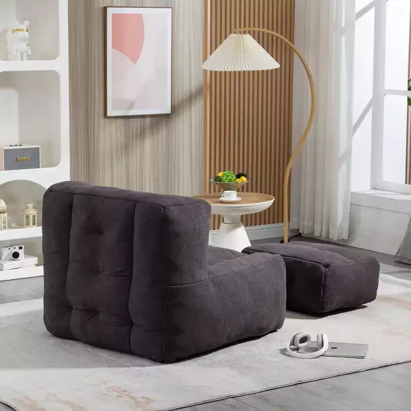 Bean Bag Chair Floor Chair with Memory Foam and Ottoman, Lazy Sofa for Reading Room, Living Room