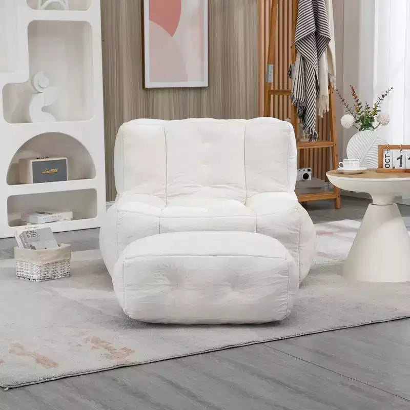 Bean Bag Chair Floor Chair with Memory Foam and Ottoman, Lazy Sofa for Reading Room, Living Room
