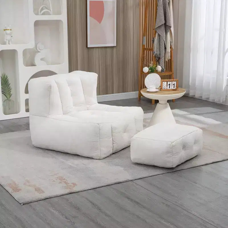 Bean Bag Chair Floor Chair with Memory Foam and Ottoman, Lazy Sofa for Reading Room, Living Room