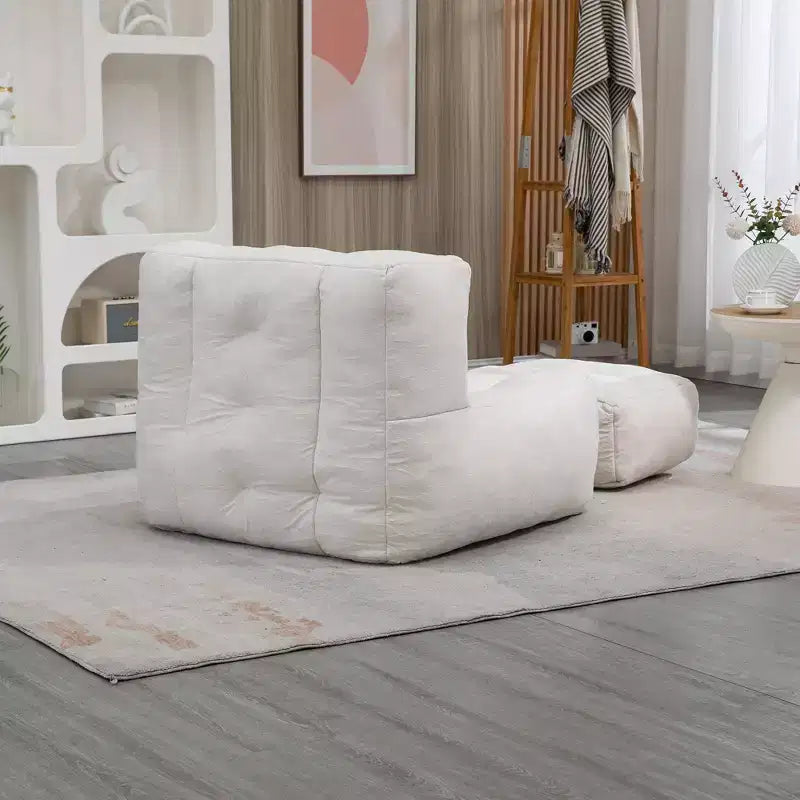 Bean Bag Chair Floor Chair with Memory Foam and Ottoman, Lazy Sofa for Reading Room, Living Room