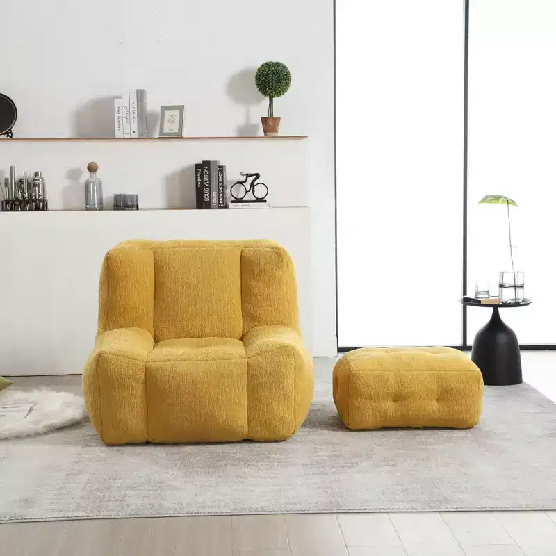 Bean Bag Chair Floor Chair with Memory Foam and Ottoman, Lazy Sofa for Reading Room, Living Room