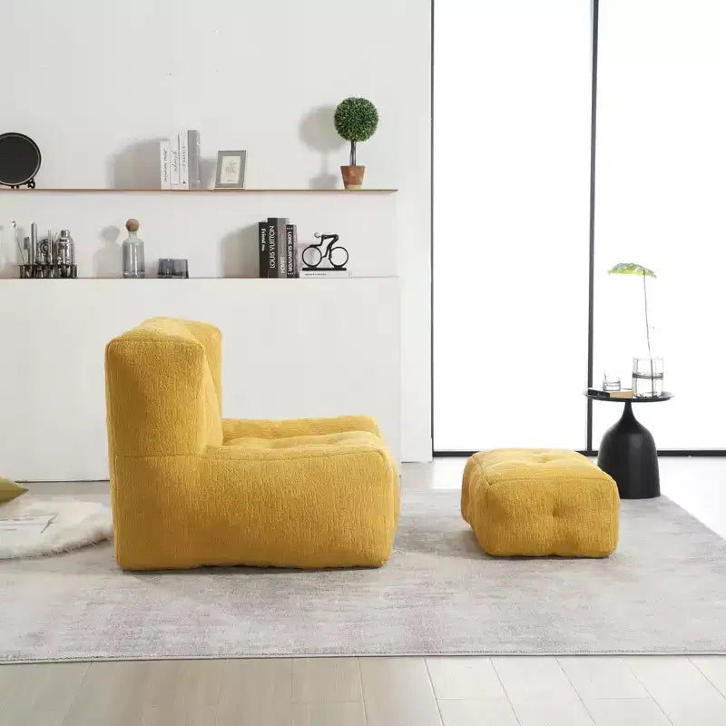 Bean Bag Chair Floor Chair with Memory Foam and Ottoman, Lazy Sofa for Reading Room, Living Room