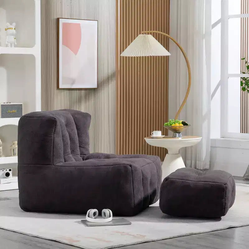 Bean Bag Chair Floor Chair with Memory Foam and Ottoman, Lazy Sofa for Reading Room, Living Room