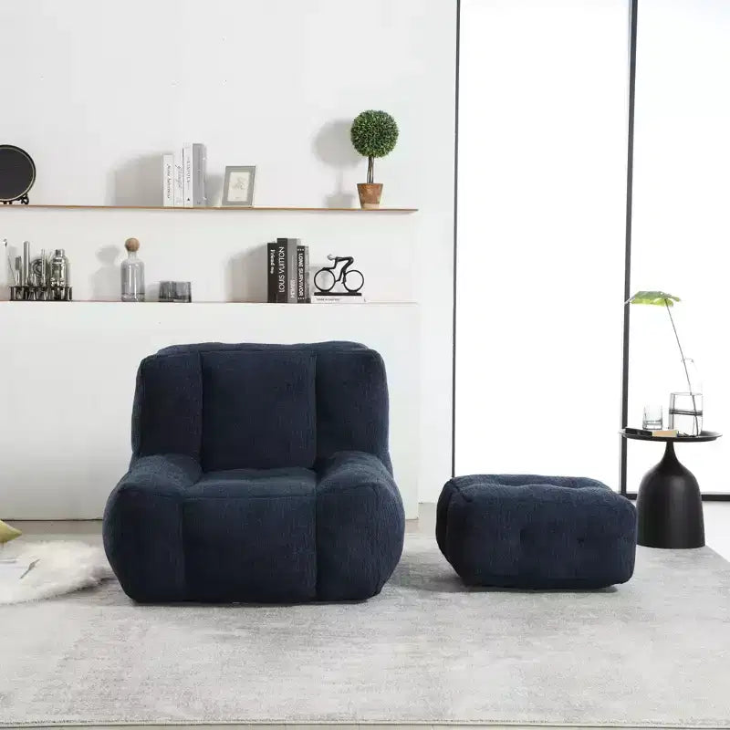 Bean Bag Chair Floor Chair with Memory Foam and Ottoman, Lazy Sofa for Reading Room, Living Room