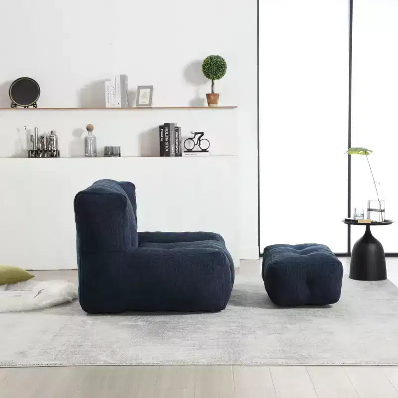 Bean Bag Chair Floor Chair with Memory Foam and Ottoman, Lazy Sofa for Reading Room, Living Room