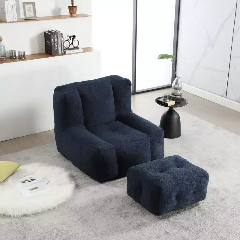 Bean Bag Chair Floor Chair with Memory Foam and Ottoman, Lazy Sofa for Reading Room, Living Room