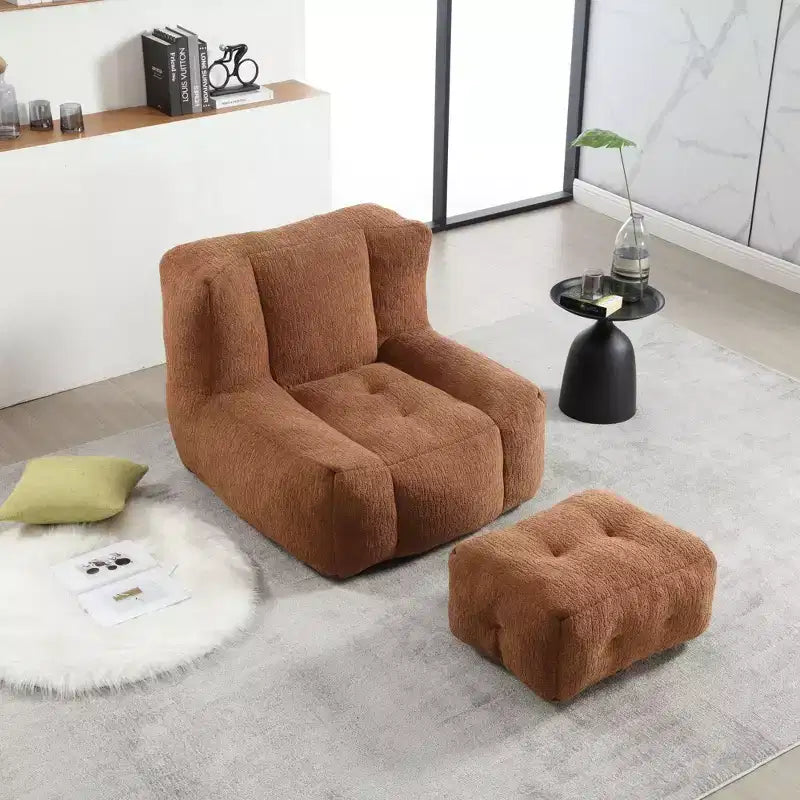 Bean Bag Chair Floor Chair with Memory Foam and Ottoman, Lazy Sofa for Reading Room, Living Room