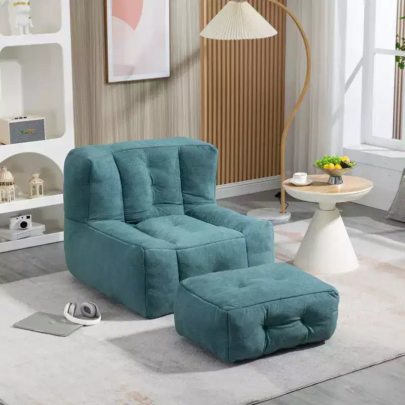 Bean Bag Chair Floor Chair with Memory Foam and Ottoman, Lazy Sofa for Reading Room, Living Room