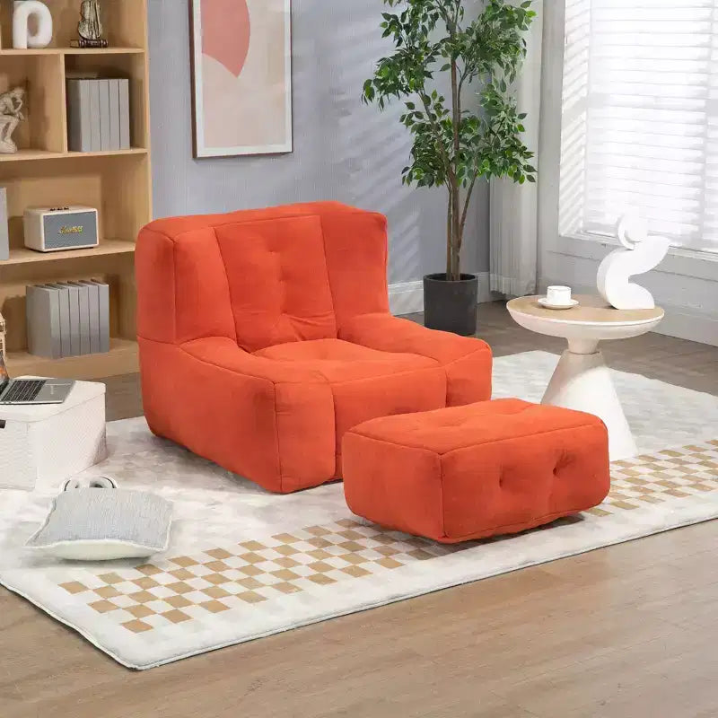 Bean Bag Chair Floor Chair with Memory Foam and Ottoman, Lazy Sofa for Reading Room, Living Room