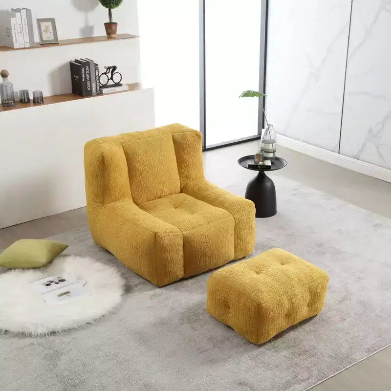 Bean Bag Chair Floor Chair with Memory Foam and Ottoman, Lazy Sofa for Reading Room, Living Room