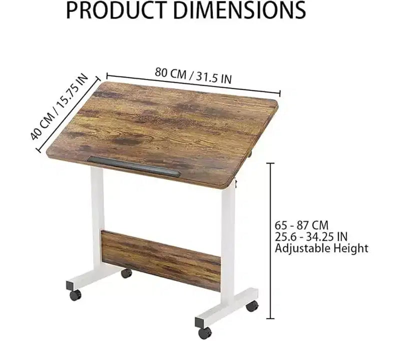 Small Standing Desk, Adjustable Height Desktop, Foldable Stand Up Desk with Wheels Mobile Computer Table, Sit Stand up Desk, for Small Spaces