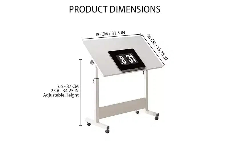 Small Standing Desk, Adjustable Height Desktop, Foldable Stand Up Desk with Wheels Mobile Computer Table, Sit Stand up Desk, for Small Spaces