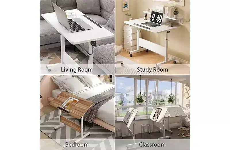 Small Standing Desk, Adjustable Height Desktop, Foldable Stand Up Desk with Wheels Mobile Computer Table, Sit Stand up Desk, for Small Spaces