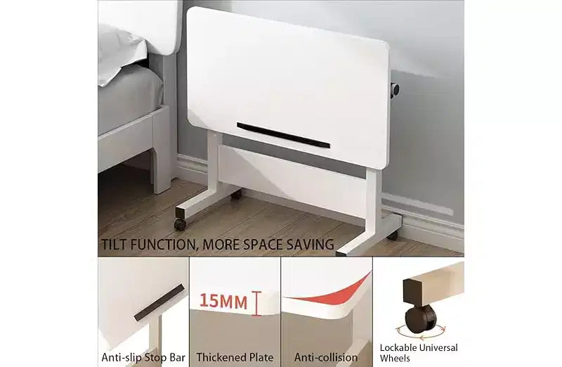 Small Standing Desk, Adjustable Height Desktop, Foldable Stand Up Desk with Wheels Mobile Computer Table, Sit Stand up Desk, for Small Spaces