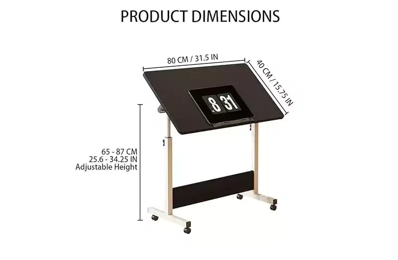 Small Standing Desk, Adjustable Height Desktop, Foldable Stand Up Desk with Wheels Mobile Computer Table, Sit Stand up Desk, for Small Spaces