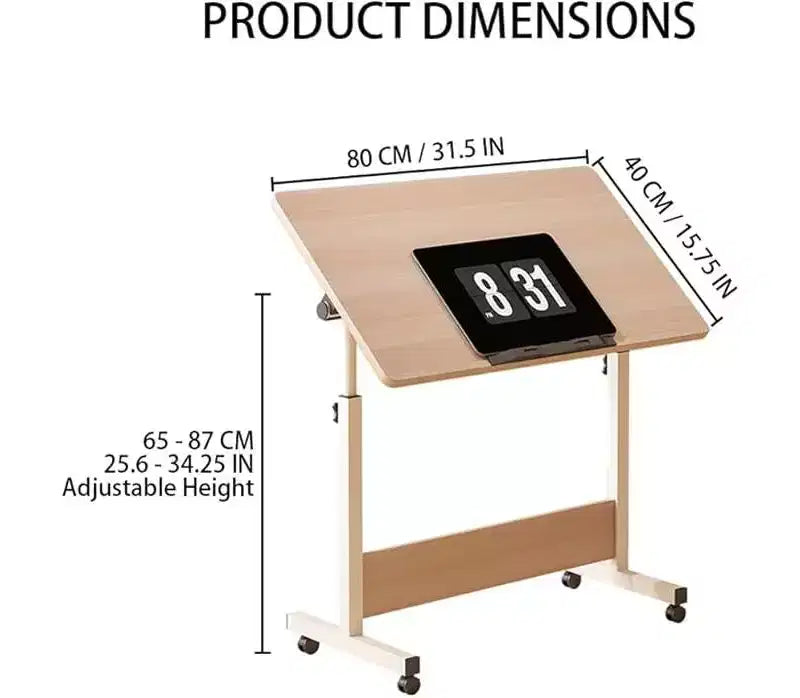 Small Standing Desk, Adjustable Height Desktop, Foldable Stand Up Desk with Wheels Mobile Computer Table, Sit Stand up Desk, for Small Spaces