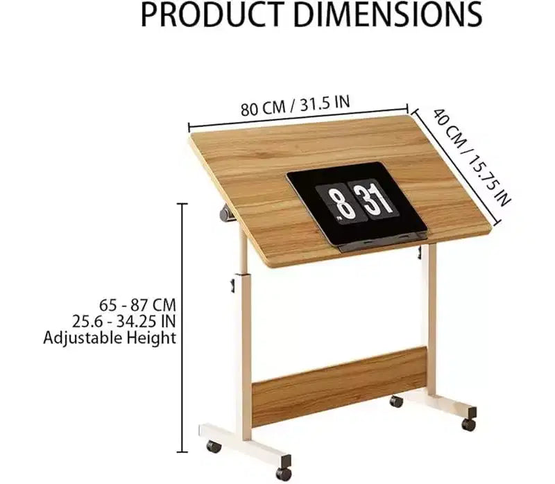 Small Standing Desk, Adjustable Height Desktop, Foldable Stand Up Desk with Wheels Mobile Computer Table, Sit Stand up Desk, for Small Spaces