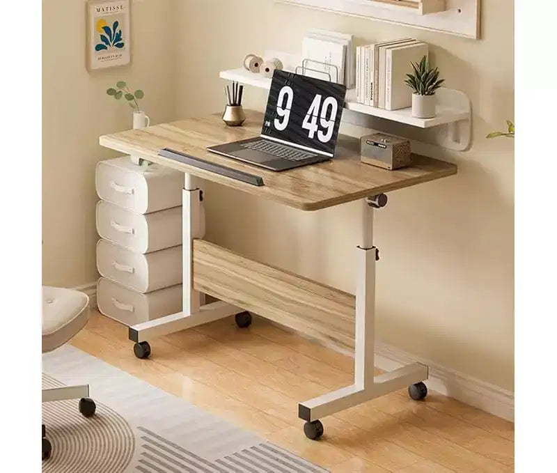 Small Standing Desk, Adjustable Height Desktop, Foldable Stand Up Desk with Wheels Mobile Computer Table, Sit Stand up Desk, for Small Spaces