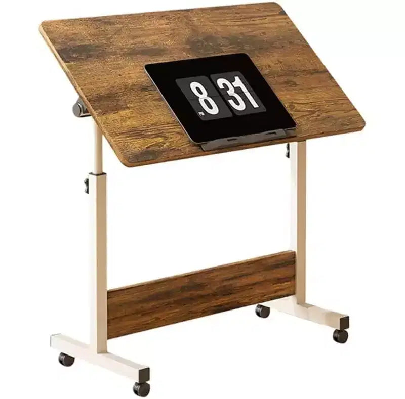 Small Standing Desk, Adjustable Height Desktop, Foldable Stand Up Desk with Wheels Mobile Computer Table, Sit Stand up Desk, for Small Spaces