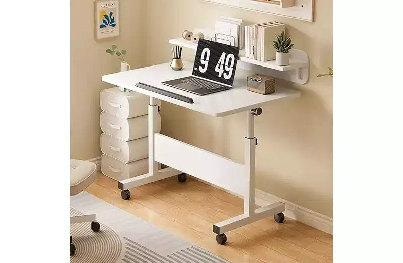Small Standing Desk, Adjustable Height Desktop, Foldable Stand Up Desk with Wheels Mobile Computer Table, Sit Stand up Desk, for Small Spaces