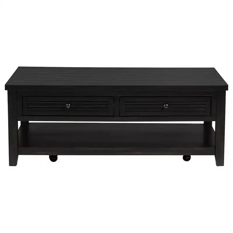 2-Drawer Rectangular Coffee Table, Distressed Java Finish